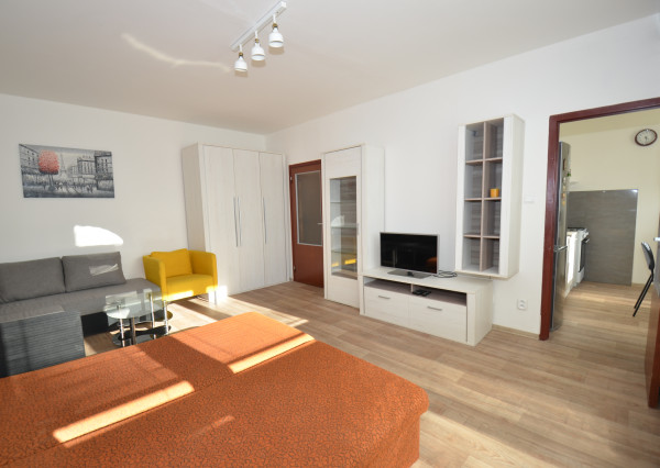 REZERVOVANÉ Väčší 1-izbový byt s lodžiou a výhľadom na mesto, Štrkovec