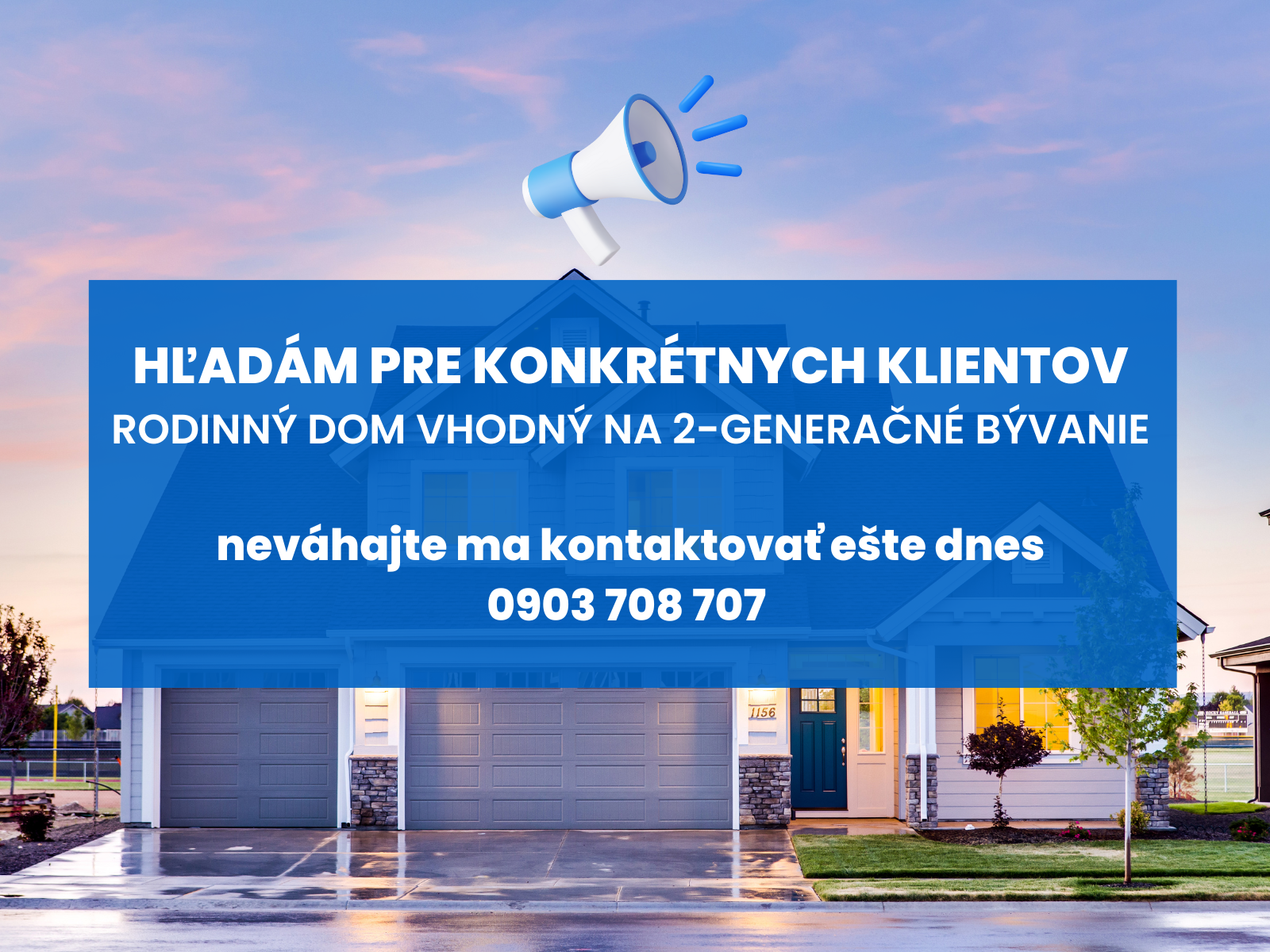 Hľadám rodinný dom vhodný na dvojgeneračné bývanie