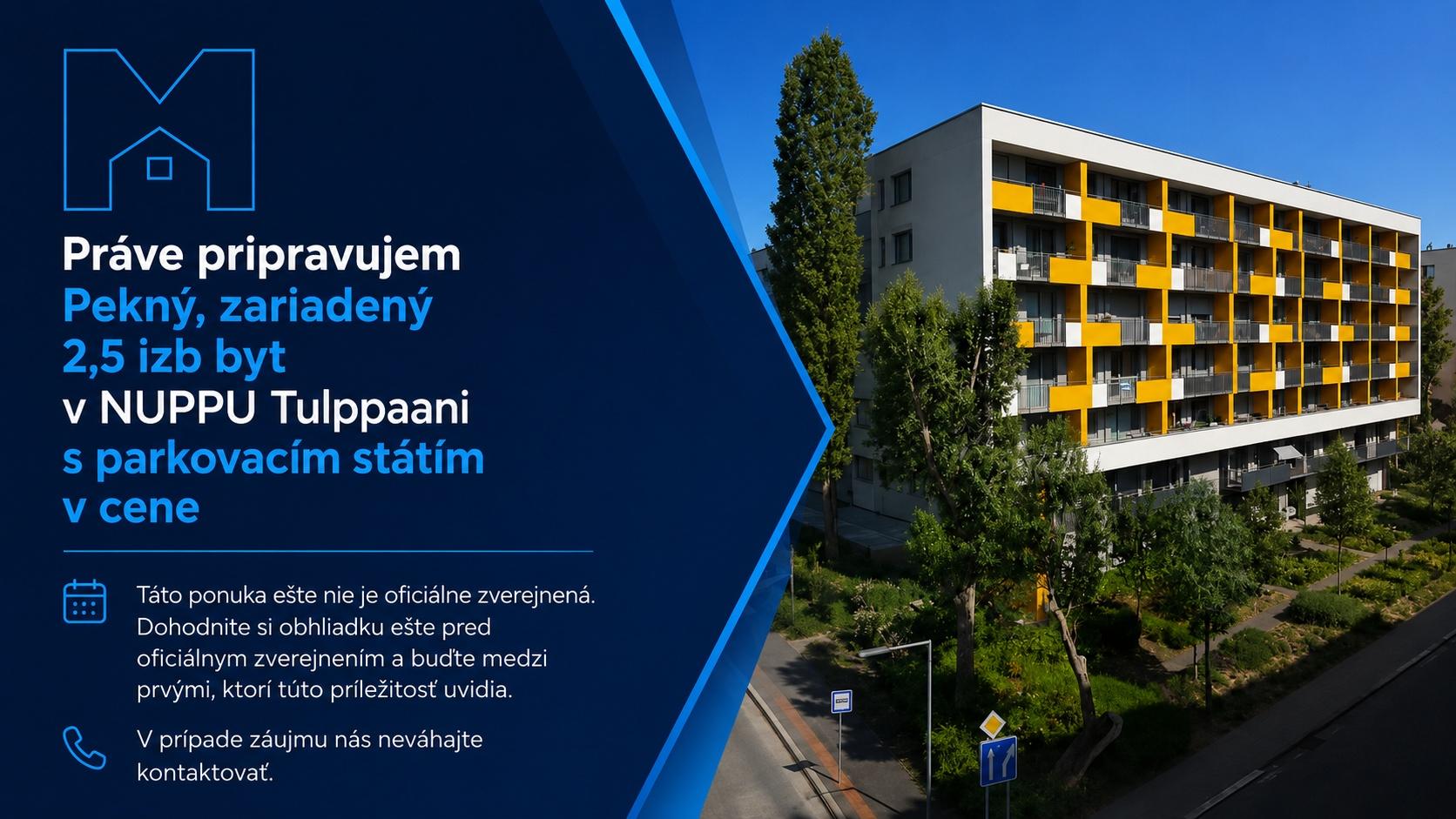 Zariadený 2,5-izbový byt s parkovaním v cene | NUPPU